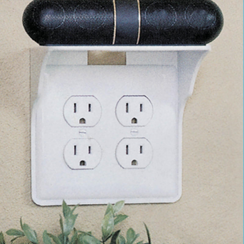 2 Pac White Double Wall Outlet Shelf-Home Wall Shelf Organizer for Outlets, Perfect for Bathroom, Kitchen, Bedrooms with Cord Management and Easy Installation