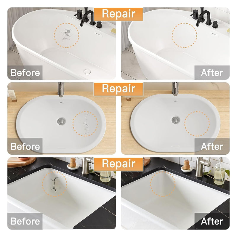 VERNY Tub Repair Kit Fiberglass Tub Repair Kit, 3.7oz Acrylic Wall Repair Tub Porcelain Repair Kit Tile and Shower Repair Kit, for Toilet, Sink Cracked Bathtub, Holes, Dents, Worns and Shower,Grey Gray