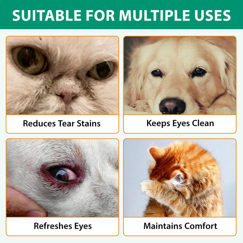 Pet Dog Eye Drops, Eye Drops for Dogs & Cats, Eye Drops and Wash for Pets, Soothes Irritation, Moisturizes Dry Eyes, Safe & Gentle Formula Daily Pet Care 100ml