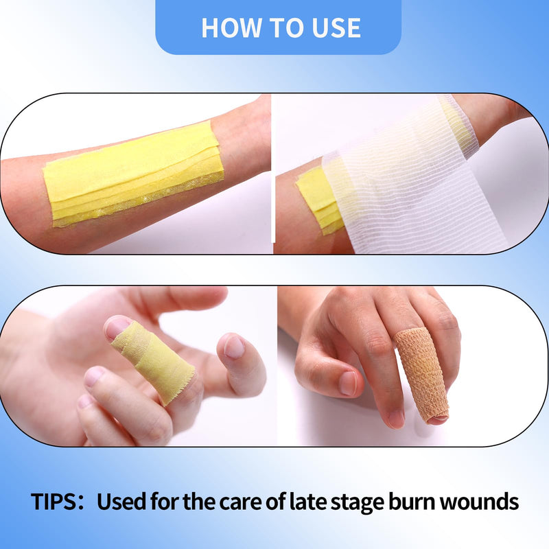 Dr.Med Burn Kit, 4pcs Burn Dressings 4x4”, 8pcs Burn Gel 3.5g, 4pcs Non-Adherent Xeroform Petrolatum Gauze, Burn First Aid Cooling Soothing Cream with Bandage, Latex Surgical Gloves, Scissors, Tape