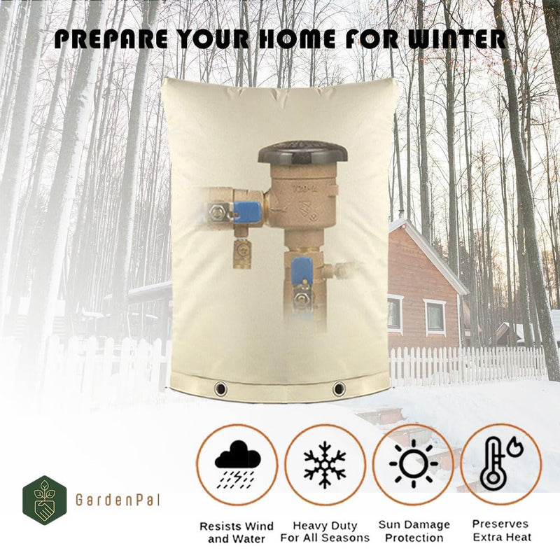 GardenPal Backflow Preventer Cover Insulated Pouch, Irrigation Sprinkler Valve Insulated Pouch, Anti-UV Winter-Freeze Sprinkler Backflow Cover, Beige (35 * 45cm /14 * 18 inch) 35*45cm/14*18 inch