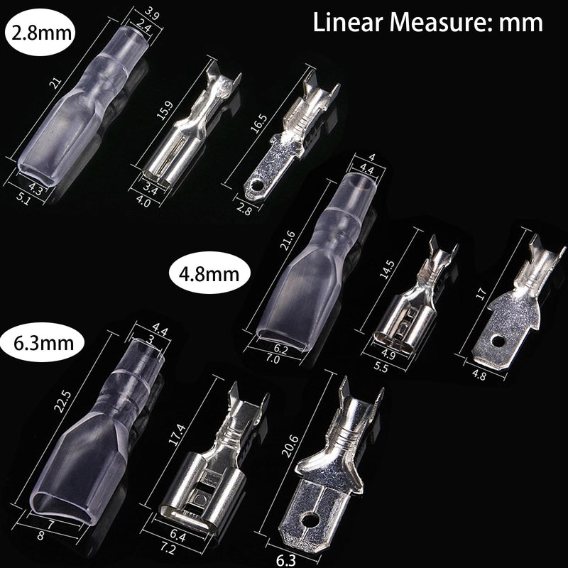 540pcs 2.8mm 4.8mm 6.3mm Male and Female Spade Connectors Kit with Insulating Sleeve, Crimp Connectors Crimp Terminals Electrical Connectors, Electrical Terminals for Electrical Wiring 540