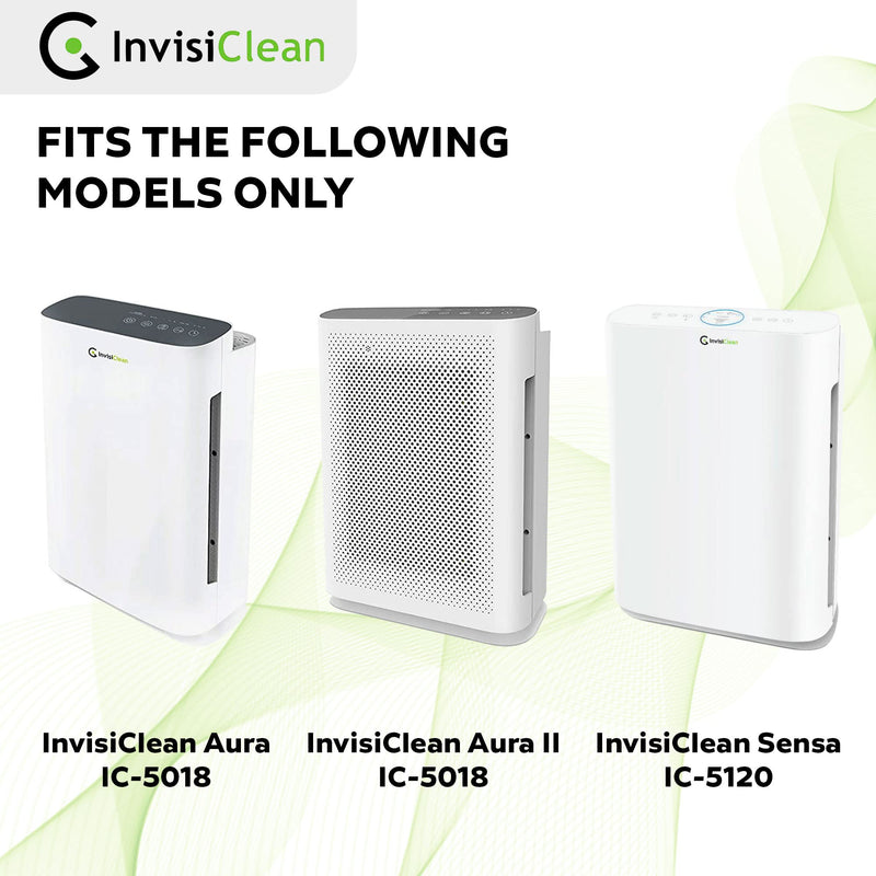 InvisiClean True HEPA/Activated Carbon Replacement Filter - Genuine Filter for InvisiClean Aura IC-5018 and Sensa IC-5120 Air Purifiers 11.3" x 11.8" x 1"