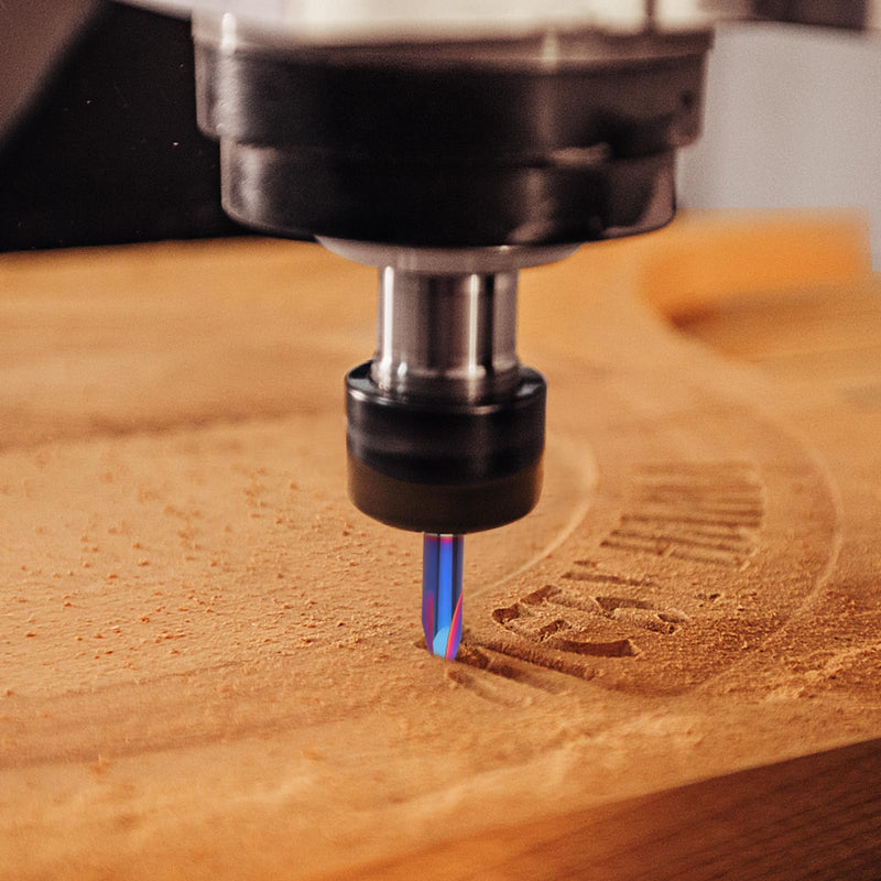 30 Degree V Bit 1/4" Shank, Carbide CNC Chamfer End Mill, 3-Flute V Groove Router Bit with Blue Nano Coating for Wood CNC Engraving Carving(Extra Long) 30 Degree- Extra Long