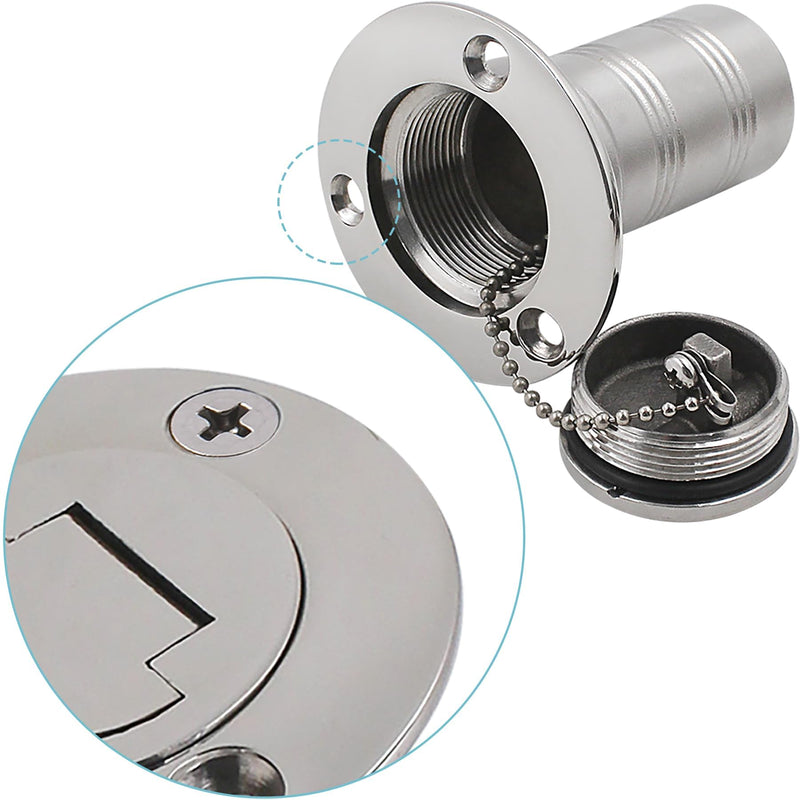 YANYUCB Boat Deck Fuel/Gas/Water/Diesel/Waste Filler(1-1/2 inch,2inch),316 Stainless Steel Deck Filler with Key/Keyless Cap,Marine Fuel Tank Filler Neck,Boat Deck Hardware for Boat Yacht 1-1/2 inch A-Fuel-Straight