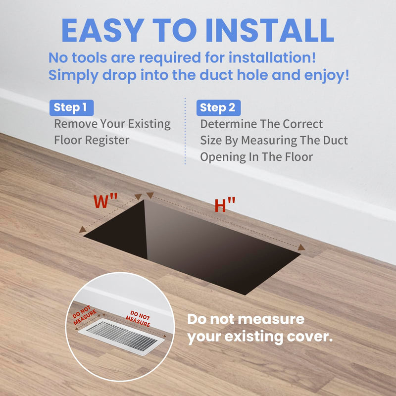 4x10 Inches Heavy Duty Walkable Floor Register Easy Adjust Air Supply Lever Floor Vents - Seattle Design - Vent Cover for Home Floor - Matte Black 4x10 Inches