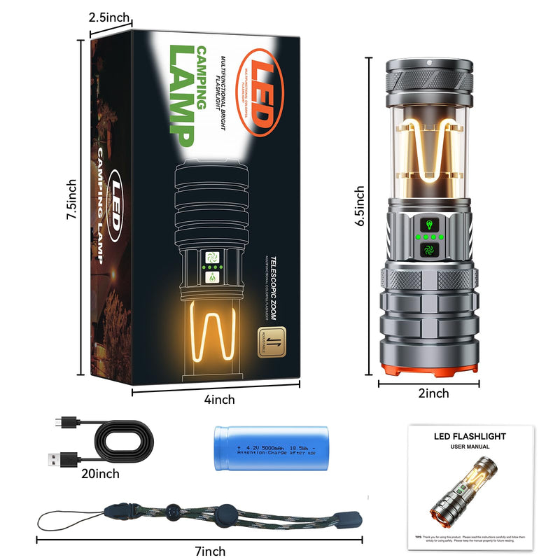 LED Flashlights High Lumens Rechargeable, 90000 High Lumens Super Bright Flashlight Camping with 11 Modes & Waterproof, Powerful Handheld Flashlight for Camping Emergencies, Outdoor, Hiking, Working