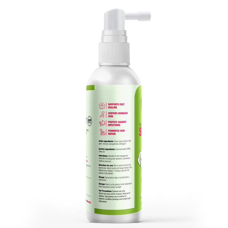 Wagging Tails Skin & Coat Collagen Peptide Topper Powder (7.05 oz) + Wound Care Spray with Active Nano Silver (3.38 oz) | for Dogs & Cats All Breeds