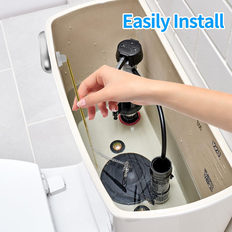 Toilet Flush Handle Replacement Kit, Zinc Alloy Toilet Handle Brass Toilet Flusher Lever for Most American Standard Toilet Bowls, Universal Toilet Handle Replacement Kit (Silver) Silver
