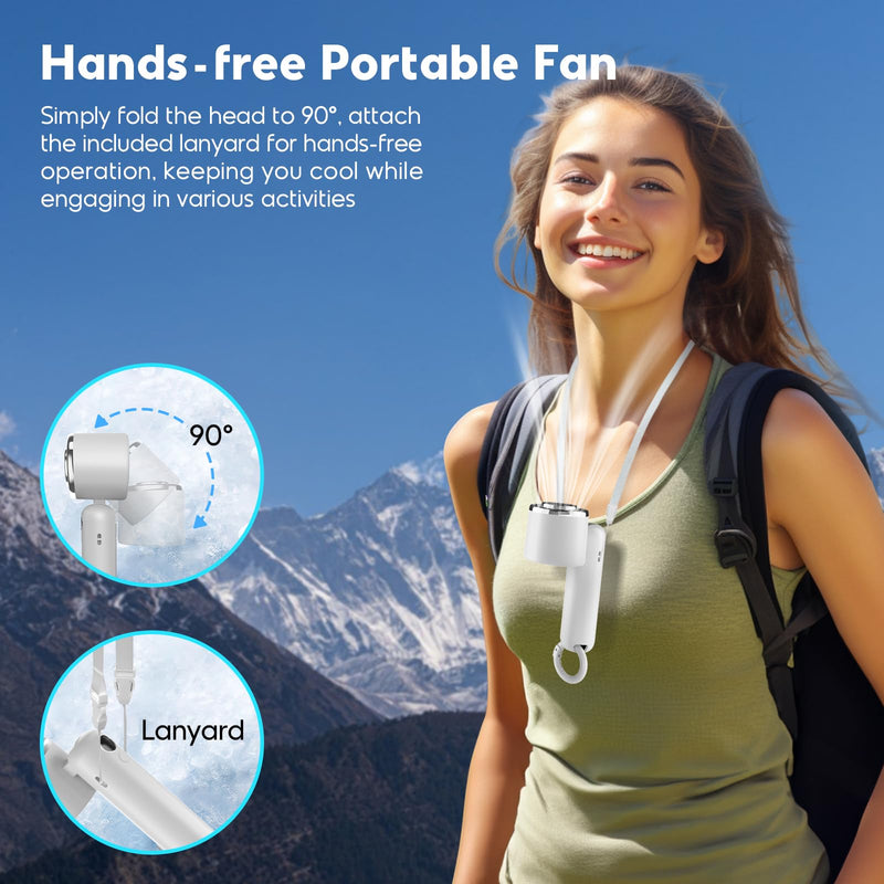 Hotsales Portable Handheld Fan, Powerful Hand Held Mini Fan, 3 Speed USB Rechargeable 5000mAh Battery Operated Fan, LED Display, Cooling Personal Fan Gifts for Women, Men, Travel, Camping, Outdoor White