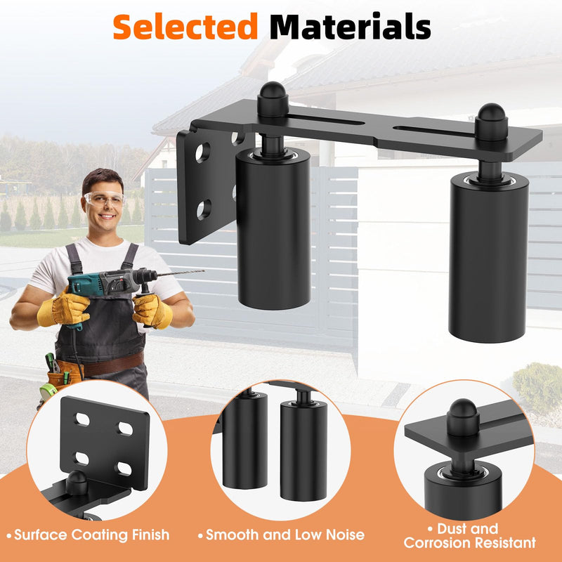 Heavy Duty Sliding Gate Guide Roller Hardware Kit, 4" Black Nylon Wheels with Steel L-Bracket, Adjustable Slide Gate Guide Roller for Rolling Door, Wood, Garage (Black-1pc, 4in) Black-1pc