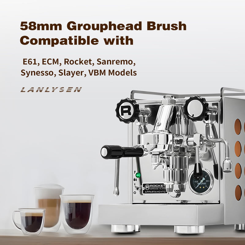 Espresso Coffee Machine Cleaning Brush, 360° Cleaning Push-Up Coffee Maker Brush, Espresso Machine Brush Coffee Cleaning Tool for 2ears 58mm E61, Flair 58, ECM, Rocket, Sanremo, Synesso, Slayer, VBM
