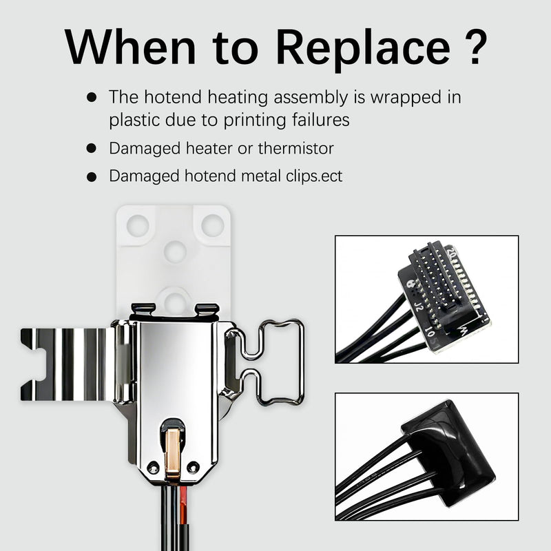 Original H2S Hotend Heating Assembly Kit for Bambu Lab H2S 3D Printer, H2S Hotend Assembly Extruder Parts Quick-Change with Heater Cartridge and Thermistor, Base Clip