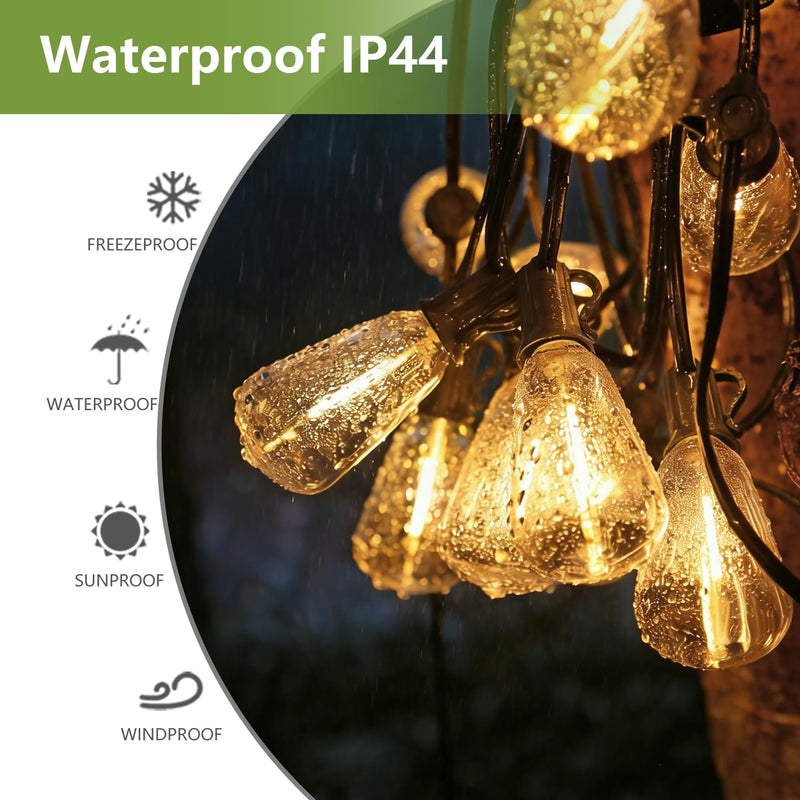 50 Pack ST38 Replacement LED Light Bulbs, 0.6W Equivalent to 7W, 40LM, Plastic, Warm White 2700K, Shatterproof Outdoor String Lights, E12 Base Vinatge LED Edison Bulbs for Patio, Non-Dimmable 50