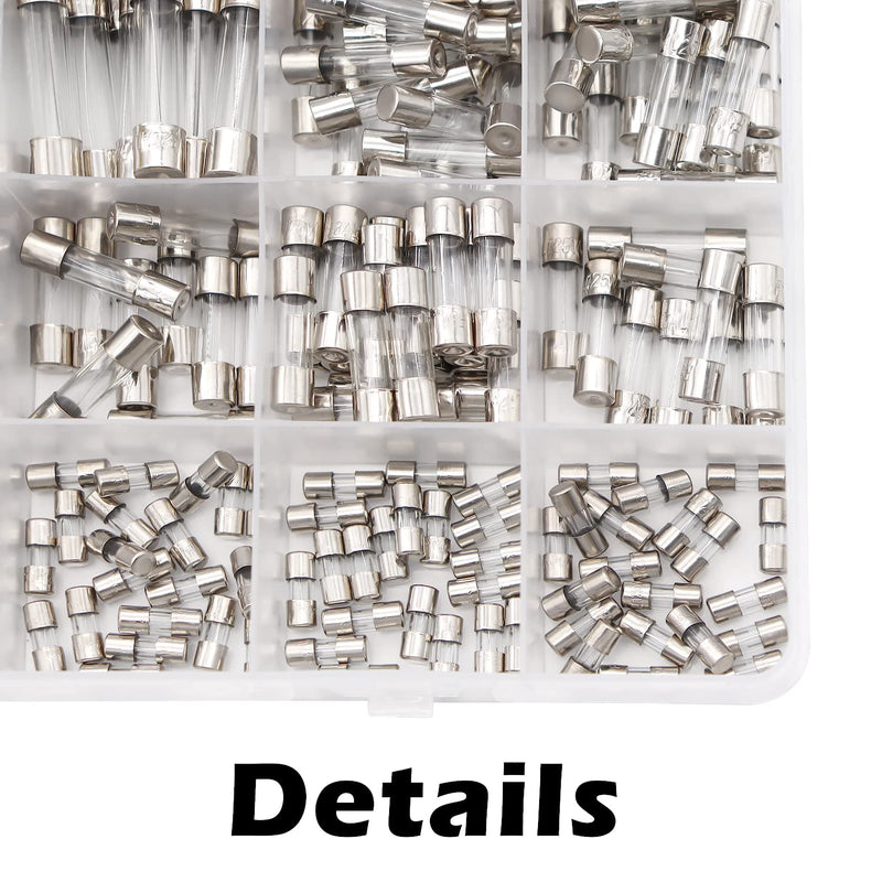 275Pcs Christmas Light Fuses 24 Values Fast Blow Glass Fuses Assortment Kit 125V 1A 3A 5A 7A 8A 5x20mm,125V 1A 2.5A 3A 5A 3.6X10mm,250V 0.5A 1A 2A 3A 5A 6A 8A 10A 15A 20A 5x20mm 6x30mm 275PCS