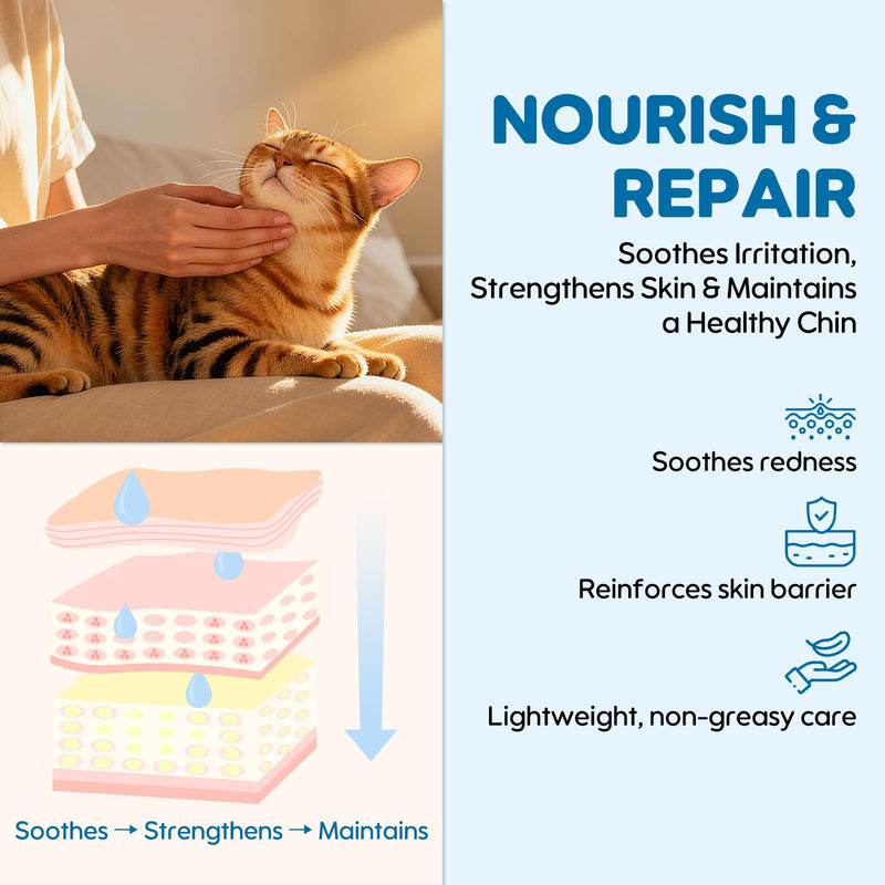 Cat Chin Care Kit – Feline Acne Treatment Set with Cleanser, Nourishing Serum & Soft Brush – Removes Blackheads, Soothes & Repairs Skin – Safe, Gentle & Vet Recommended