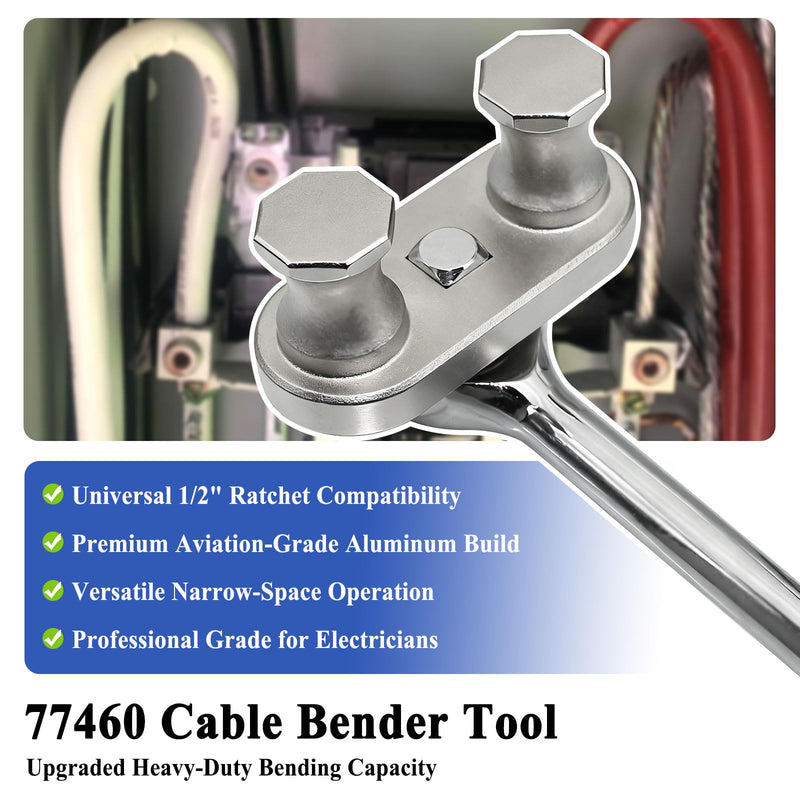 77460 Cable Bender Tool, Connects to 1/2'' Ratchet, Wire Bending Tool-Maximum Bending Up to 750 MCM, Simplify Wire Bending Task 77460 1pc