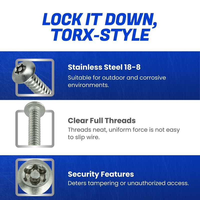 Torx Security Sheet Metal Screws - #14 x 3/4" (10-Pack) Button Head, Tamper-Resistant, Anti Theft Stainless Steel Screws for Higher Level of Safety & Secure Fastening Solution #14 x 3/4" (10 PCS)