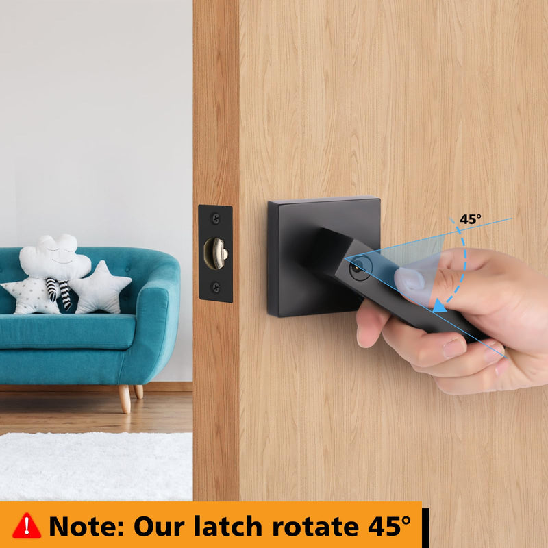 Adjustable Door Latch 2-3/8''(60mm)or 2-3/4''(70mm), 45° Turning Angle Universal Door Lock Replacement Part with 5/16'' Square Hole, Suitable for Interior Door and Front Door Leverset Latch.