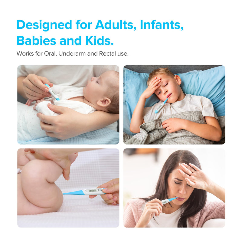 Thermometer for Adults and Kids with 8 Seconds Fast Accurate Reading, Accurate & Safe Baby Thermometer for Oral, Rectal or Under Arm Use, Digital Thermometer with Fever Alarm, Large LCD Display
