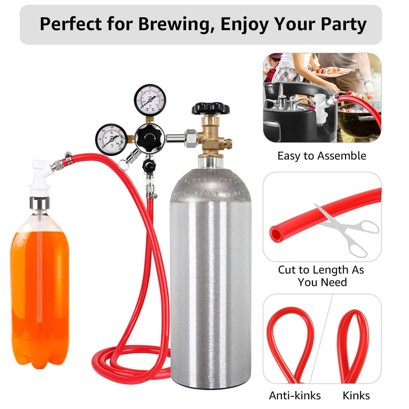 Kegerator CO2 Gas Line Beer Gas Line ID 5/16 Red Gas Line ID 3/16 Beer Line Beer Hose with 8PCS Hose Clamps for Home Brewing