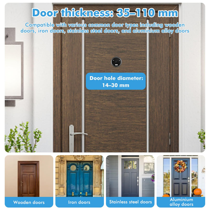 Digital Door Viewer, 2.4in Smart Door Viewer TFT LCD Screen Display 0.3MP 95° Wide Angle Camera Photo Recording, Peephole Camera for 0.59-0.98in Diameter Door Hole