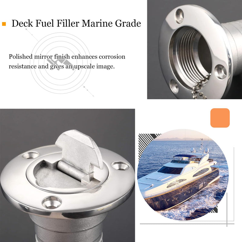 Atibin Steel Hardware Fuel Filler Deck Marine Steel Gas Cap Boat Diesel Stainless Fuel Deck Cap SUS316 2'' 2"