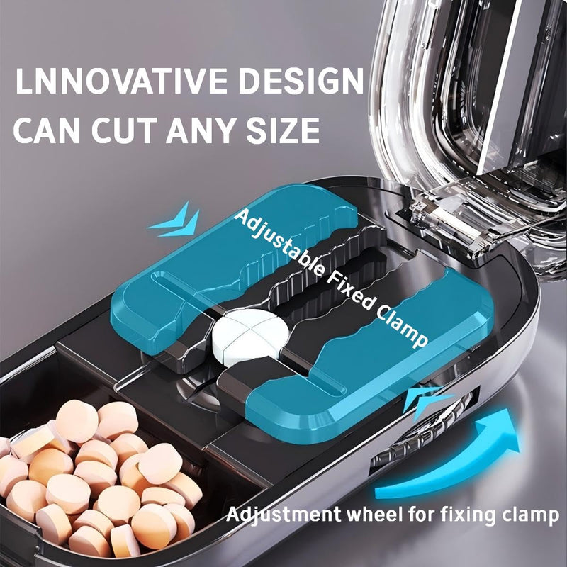 Pill Cutter,Precisely Split Small or Large Pills and Vitamins of Various Shapes with a Safe, Self-Retracting Blade (Light Gray 1/2，1/4) Light Gray 1/2，1/4