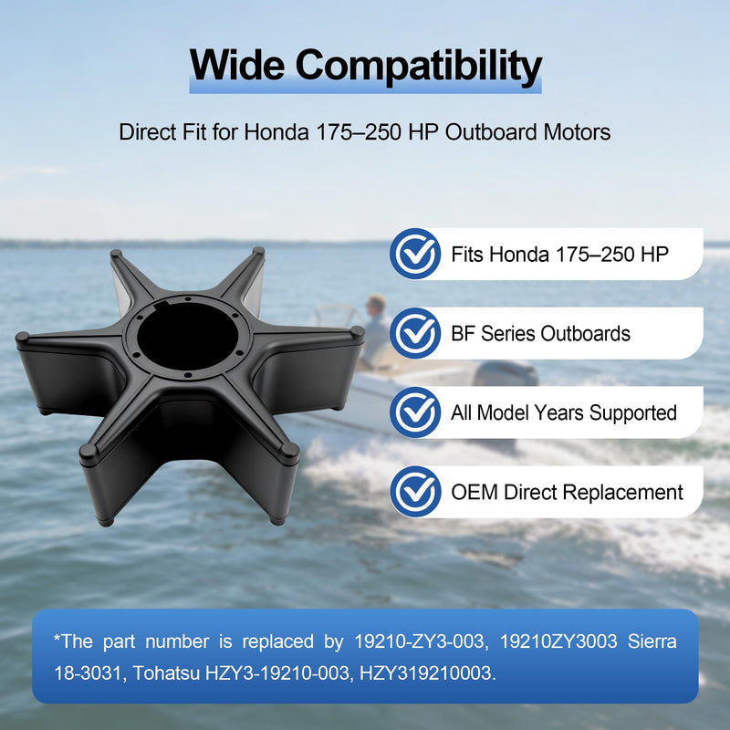 MARKGOO Water Pump Impeller 19210-ZY3-003 for Honda Outboard 175 200 225 250 HP BF175 BF200 BF225 BF250 Boat Motor Engine Parts Replacement Sierra 18-3031 19210ZY3003