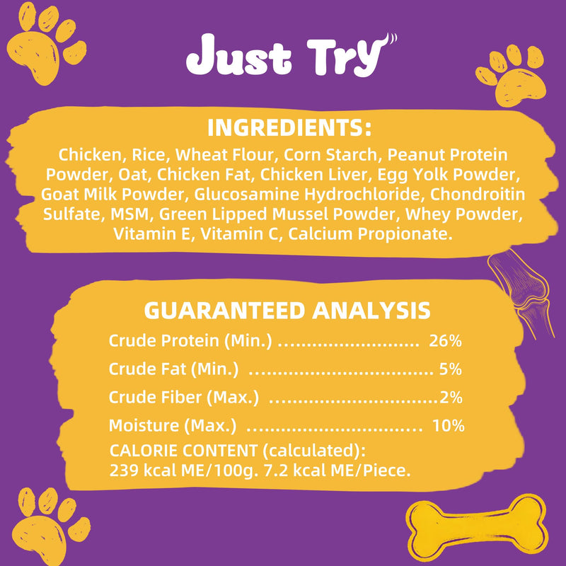 Just Try 15 OZ Glucosamine Dog Treats Joint Support for Dogs Hip and Joint Health Mobility Supplement Puppy Training Treats Healthy Dog Treats