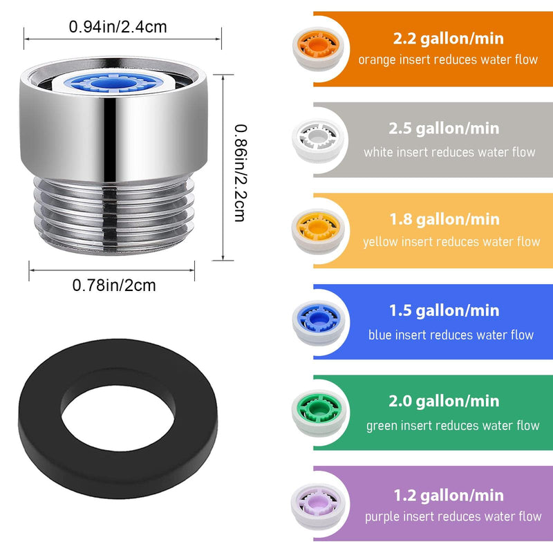 7 Water Restrictor for Shower Head, Shower Flow Pressre Reducer Limiter Set Water Flow Saver Adapter Shower Head Flow Restrictor for Fixed and Handheld Shower Head1.2/1.5/1.8/2/ 2.2/2.5 GPM