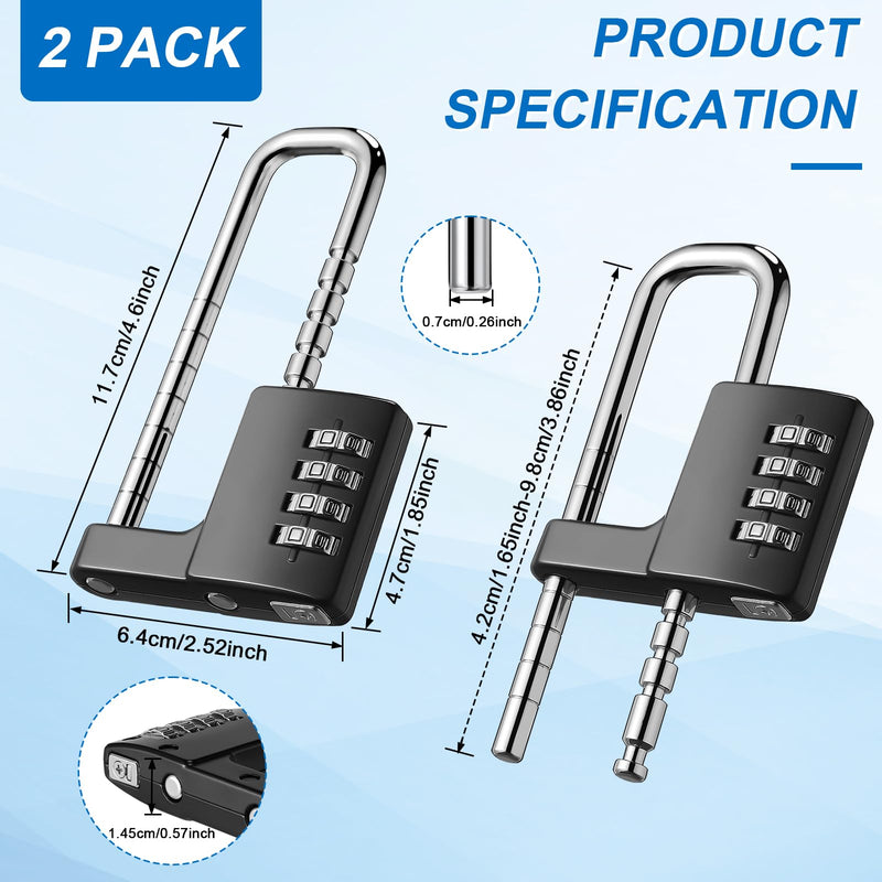 Gisafai 2 Pieces 4 Digit Combination Cabinet Lock, Long Code Combination Padlock for Gym School Lockers, Child Proof Code Sliding Locks for Fences, Drawers Closet