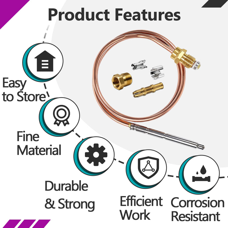 3 SETS Universal 24" Snap Thermocouple Compatible with Robertshaw 1980-024 3
