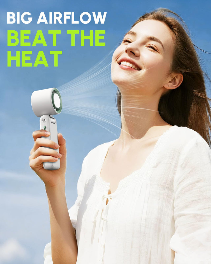 GVY Mini Portable Fan,1-100 Speed Settings, [Up to 24H Cooling] 4000mAH Rechargeable Battery| Personal Handheld Fan for Travel, Beach, Camping| Gifts for Women/Girls (White) White
