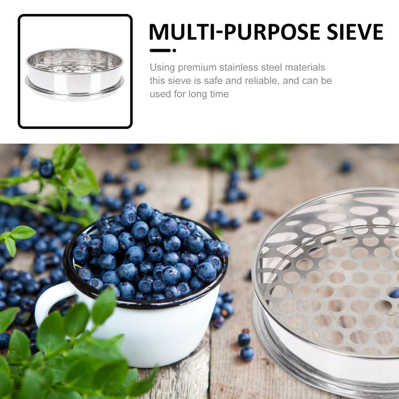 PRETYZOOM Round Hole Sieve 8.07 Inch Blueberry Grading Sifter Kitchen Bean Sifter Multi-Purpose Mesh Strainer for Home and Restaurant
