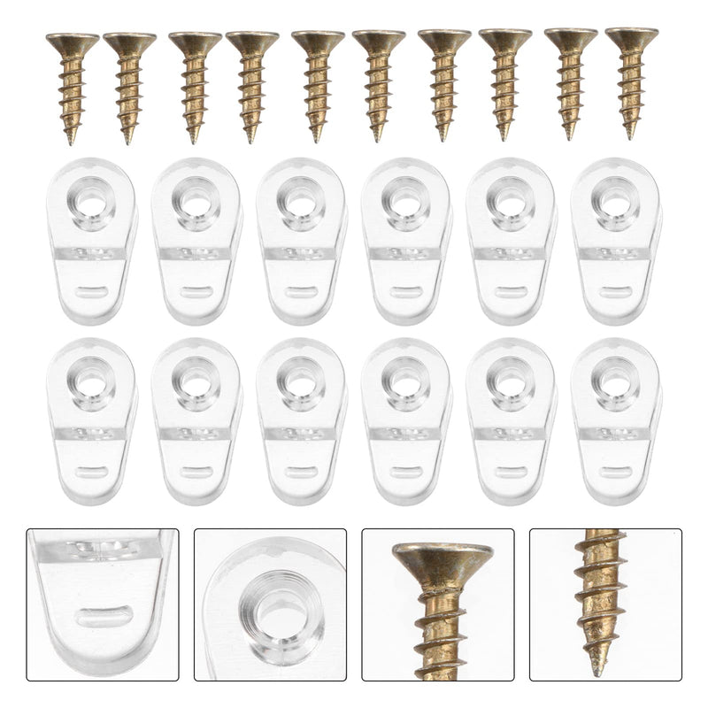 DOITOOL 20Pcs Glass Retainer Clips Kit with Screw, Glass Door Retainer Clips, Glass Clips for Cabinet Doors, Plastic Glass Panel Clips Mirror Clips for Fixing Glass Cabinet Doors Windows (302)