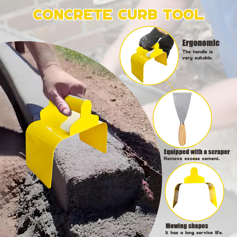 Concrete Curb Trowel, Garden Edging Curb Trowel Concrete Tool, Concrete Curb Trowel Edger, Landscape Curb Trowel with Putty Knife (Rectangle) Rectangle