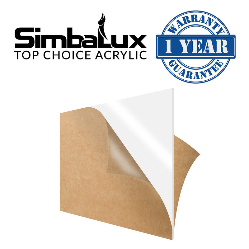 SimbaLux Acrylic Sheet White 32% Translucent Cast Plexiglass 12” x 12” Square Panel 1/8” Thick (3mm) Pack of 2 Plastic Plexi Glass Board with Protective Paper for Signs, DIY Display Projects, Craft White, Translucent 32% 12"x12", 1/8" Thick 2-Pack