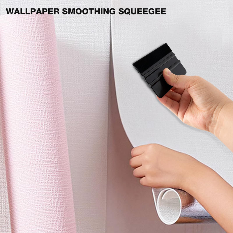 Gomake Wallpaper Smoothing Tool Wallpaper Brush Tools Kit with Felt Squeegee Craft Precision Knife for Paper Peel and Stick Wallpaper Car Wrap Vinyl Window Tint Film Wallpaper Adhesive (Kit 02) Kit 02