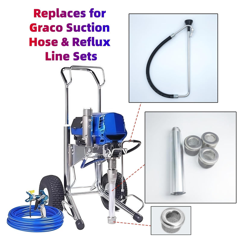 Replaces for Graco 695 Suction Hose & Reflux Line Sets - with 4PK 181072