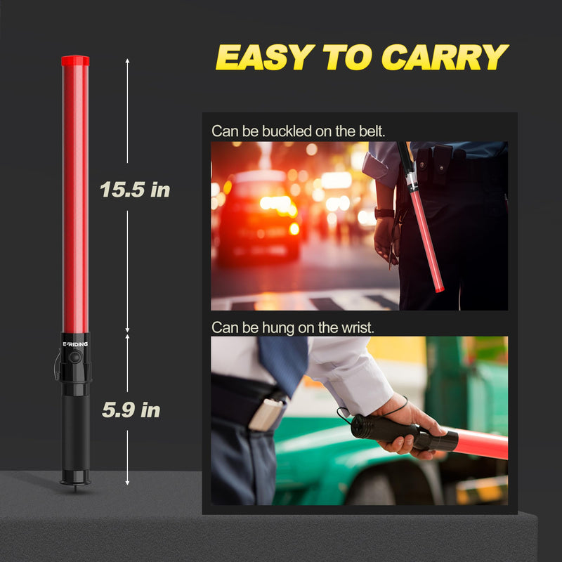 4 Pack 21 Inch Traffic Wand, Air Traffic Control Wand with 3 Flashing Modes, LED Multifunction Traffic Safety Baton for Airport, Parking, Car Directing Red 4 Pack