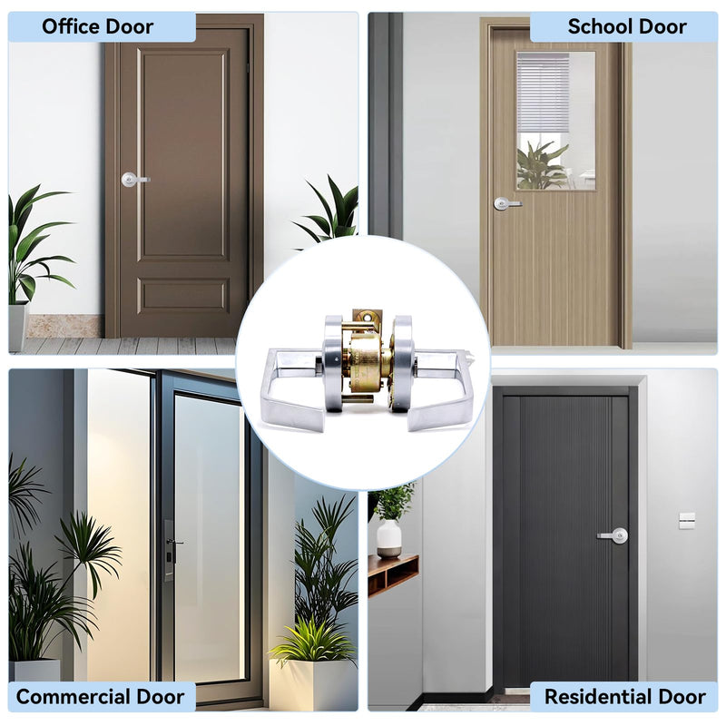 BSEED Keyed Entry Commercial Door Lever Lock, Heavy Duty Grade 2 Lever Handle, ADA Compliant, UL 3 Hour Fire Rated, Non-Handed, Satin Chrome Finish, 2-3/4" Backset for Office & Exterior Doors