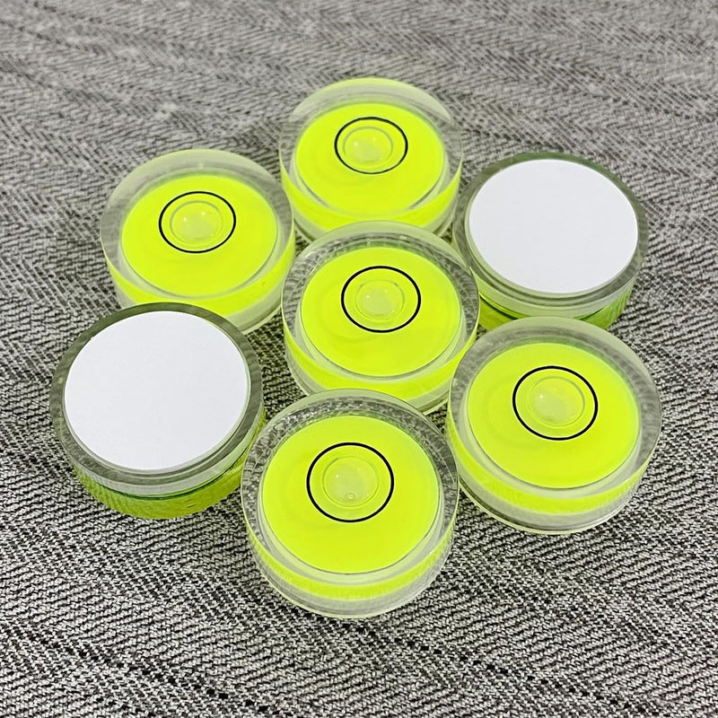 4Pcs Small Circular Bubble Levels with Double Sided Adhesive Bottom Mini Little Stick-on Bubble Spirit Level Measuring Layout Tools Levels (25x10mm) 25x10mm