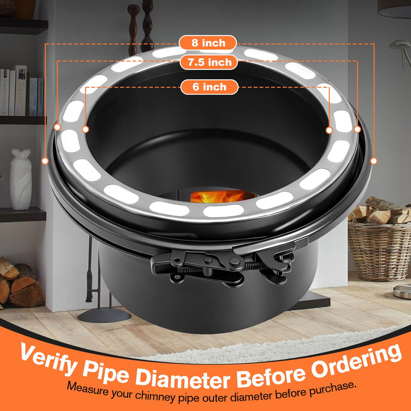 6 Inch Stove Pipe Adapter for Class-A Chimney, 304 Stainless Steel