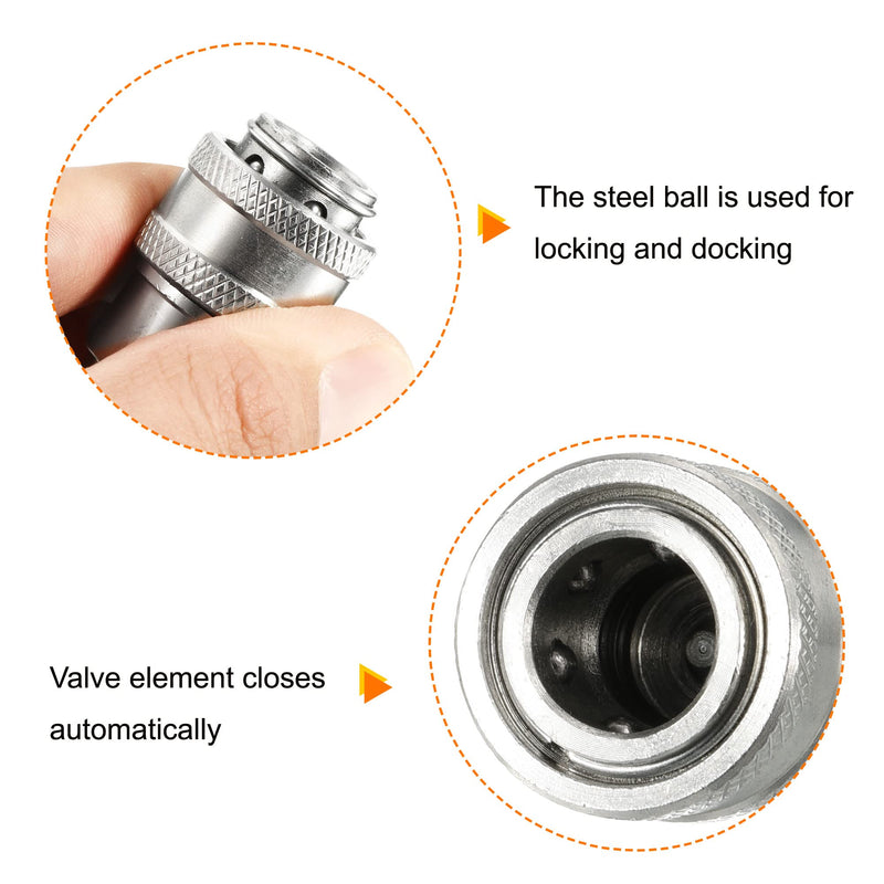 PATIKIL Hydraulic Quick Connect Coupler Set, 1 Set Carbon Steel G1/8 Female Pipe Fitting Plug Adapter for Construction Agriculture, Silver