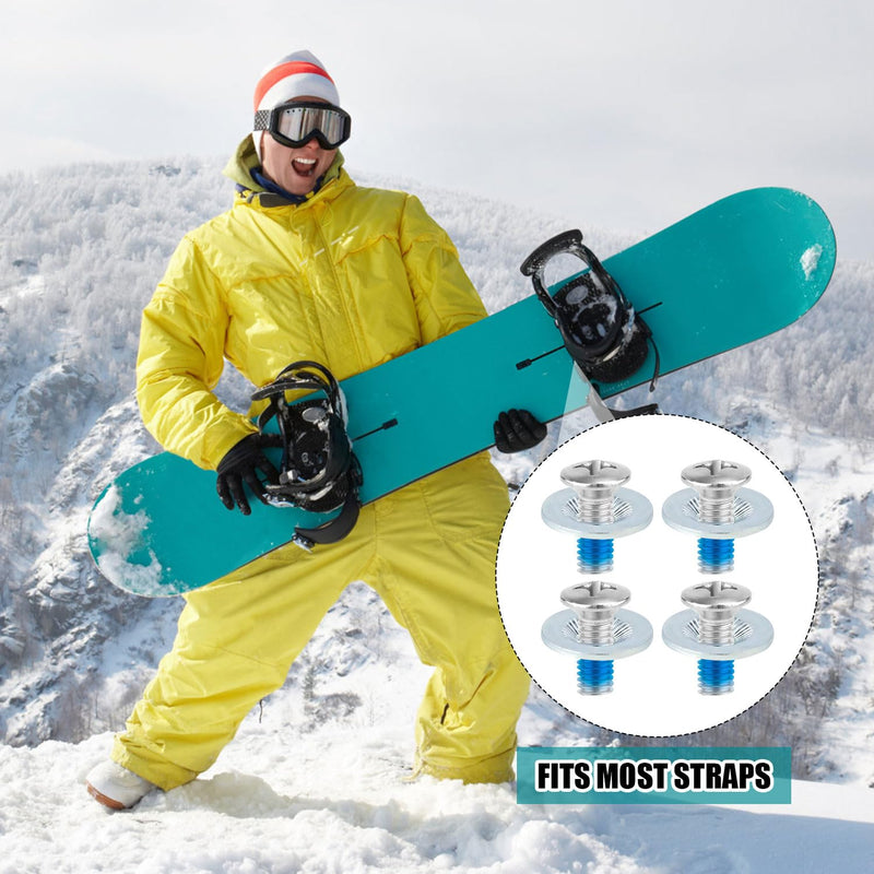16pcs Snowboard Binding Screw Set, Including Stainless Steel Ski Mounting Screws & Anti-Slip Washers with Screwdriver for Snowboard Binding Accessories 16