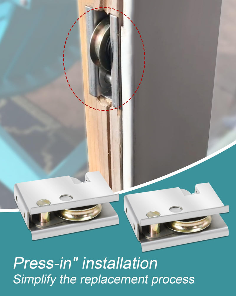 0C5Y00P0 Sliding Patio Door Rollers - 1-1/2" Steel Ball Bearing Rollers (2 Pack), Adjustable Height, Silver