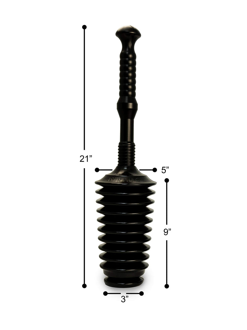 Master Plunger MP500-3TB Heavy Duty Bathroom Toilet Plunger Kit with Tall Bucket. Equipped with Air Release Valve, Black