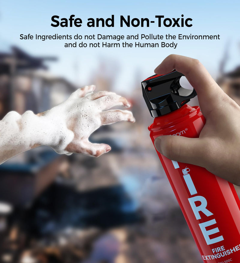 Fire Extinguisher for Home, Kitchen, Car, and Grill with Mounting Bracket and Emergency Kit – Extinguishing Spray, Compact A, B, C, K – Eco-Friendly, Prevents Reignition. ‎2-PACK