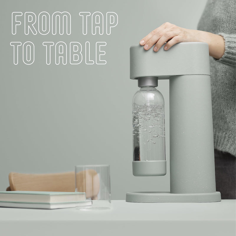 Carbonating Bottles 2Pck 1L - Compatible With Drinkmate, Wassermaxx, Aqvia, Sodapop and Levivo - Quick-Lock Reusable Bottles - Lid and Base Made of Wood Composite - BPA Free - Sage Green 2 x 1L Pigeon